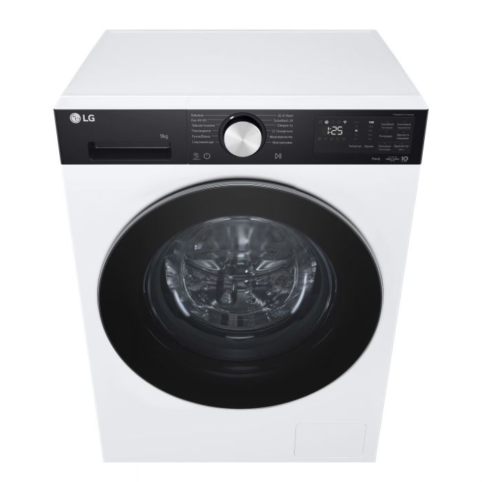 Пральна машина LG фронтальна, 9кг, 1200, A, 48см, дисплей, пара, інвертор, білий