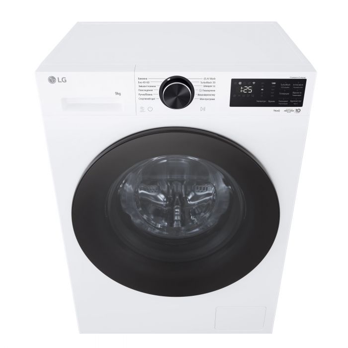 Пральна машина LG фронтальна, 9кг, 1200, A, 48см, дисплей, пара, інвертор, білий