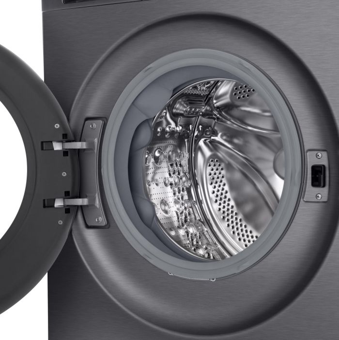 Стиральная машина LG фронтальная, 8кг, 1200, A, 48см, дисплей, пар, инвертор, чорний матовий