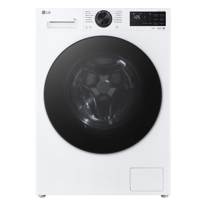 Пральна машина LG фронтальна, 8кг, 1200, A, 48см, дисплей, пара, інвертор, білий