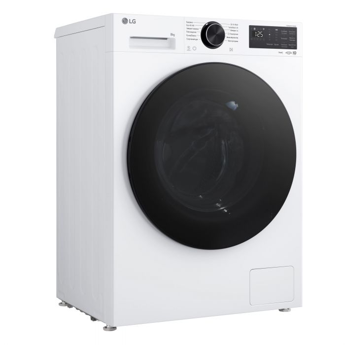 Пральна машина LG фронтальна, 8кг, 1200, A, 48см, дисплей, пара, інвертор, білий