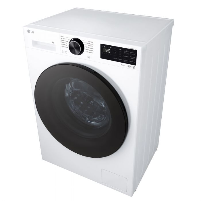 Пральна машина LG фронтальна, 8кг, 1200, A, 48см, дисплей, пара, інвертор, білий