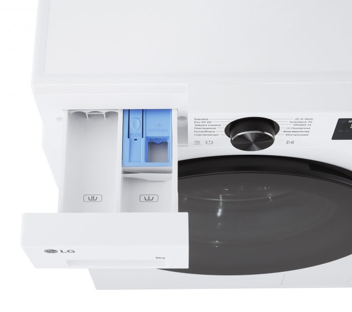 Пральна машина LG фронтальна, 8кг, 1200, A, 48см, дисплей, пара, інвертор, білий