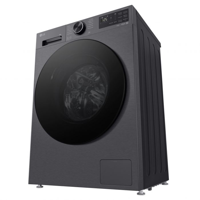 Стиральная машина LG фронтальная, 8кг, 1200, A, 48см, дисплей, пар, инвертор, чорний матовий