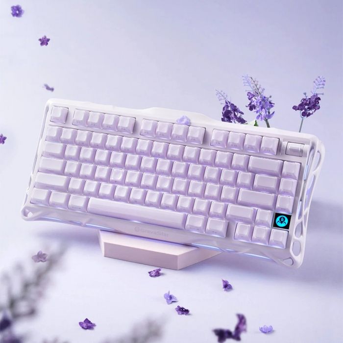 Клавіатура механічна GravaStar Mercury K1 80keys, GravaStar x Kailh Cheery Pink, EN, BT/WL/USB, Lavender Purple