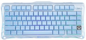 Клавіатура механічна GravaStar Mercury K1 80keys, GravaStar x Kailh Cheery Pink, EN, BT/WL/USB, Ice Blue