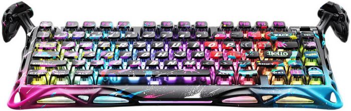 Клавіатура магнітна GravaStar Mercury V75 Pro 80keys, Magnetic Jade Gaming, 8K, USB-A, RGB, Neon Graffiti