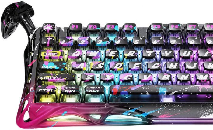 Клавіатура магнітна GravaStar Mercury V75 Pro 80keys, Magnetic Jade Gaming, 8K, USB-A, RGB, Neon Graffiti