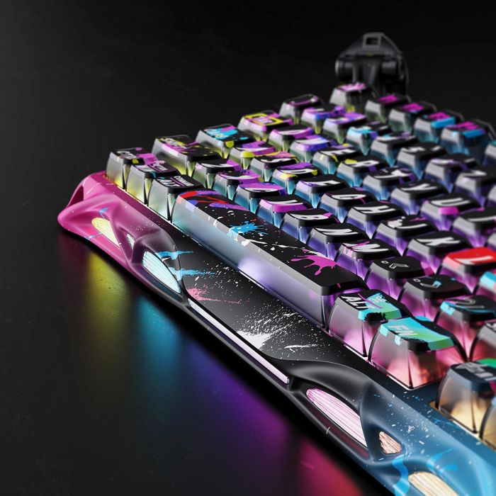 Клавіатура магнітна GravaStar Mercury V75 Pro 80keys, Magnetic Jade Gaming, 8K, USB-A, RGB, Neon Graffiti