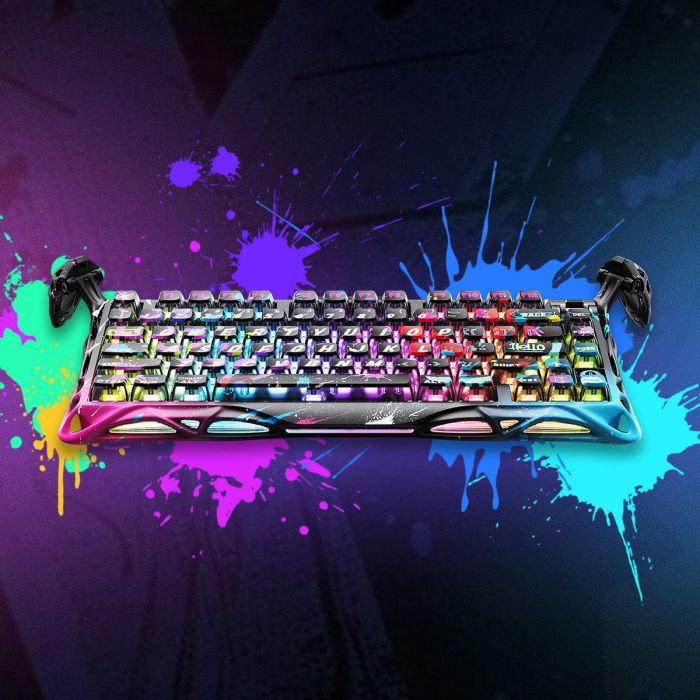 Клавіатура магнітна GravaStar Mercury V75 Pro 80keys, Magnetic Jade Gaming, 8K, USB-A, RGB, Neon Graffiti