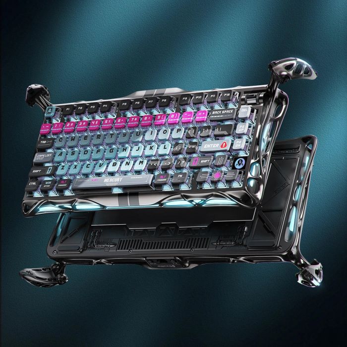Клавіатура магнітна GravaStar Mercury V75 Pro 80keys, Magnetic Jade Gaming, 8K, USB-A, RGB, Cyberpunk