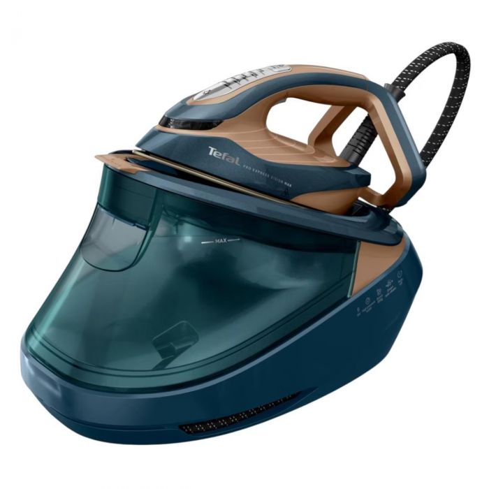 Праска-парогенератор Tefal Express Vision Max, 3000Вт, 1200мл, паровий удар -850гр, постійна пара - 215гр, керам. підошва, синьо-золотий
