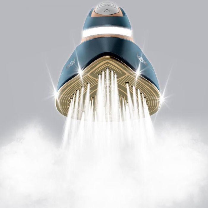 Праска-парогенератор Tefal Express Vision Max, 3000Вт, 1200мл, паровий удар -850гр, постійна пара - 215гр, керам. підошва, синьо-золотий