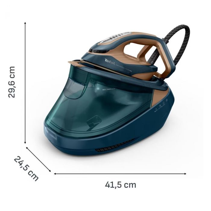 Праска-парогенератор Tefal Express Vision Max, 3000Вт, 1200мл, паровий удар -850гр, постійна пара - 215гр, керам. підошва, синьо-золотий