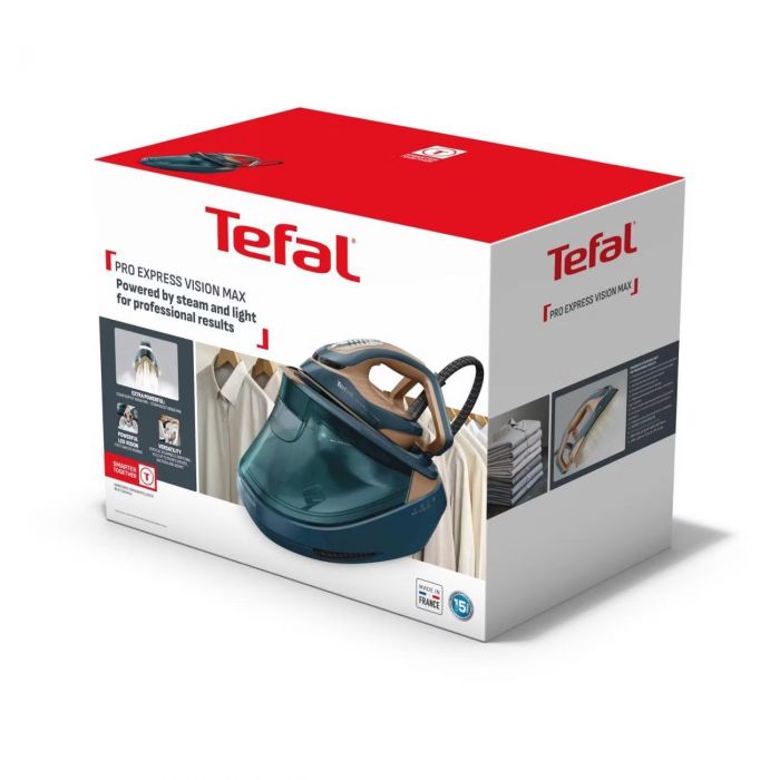 Праска-парогенератор Tefal Express Vision Max, 3000Вт, 1200мл, паровий удар -850гр, постійна пара - 215гр, керам. підошва, синьо-золотий