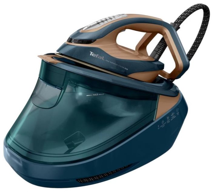 Праска-парогенератор Tefal Express Vision Max, 3000Вт, 1200мл, паровий удар -850гр, постійна пара - 215гр, керам. підошва, синьо-золотий