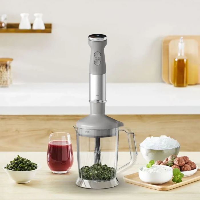 Блендер Tefal заглибний Quickchef+ 1000Вт, 3в1, чаша-800мл, чопер-1000мл, турборежим, сріблясто-сірий