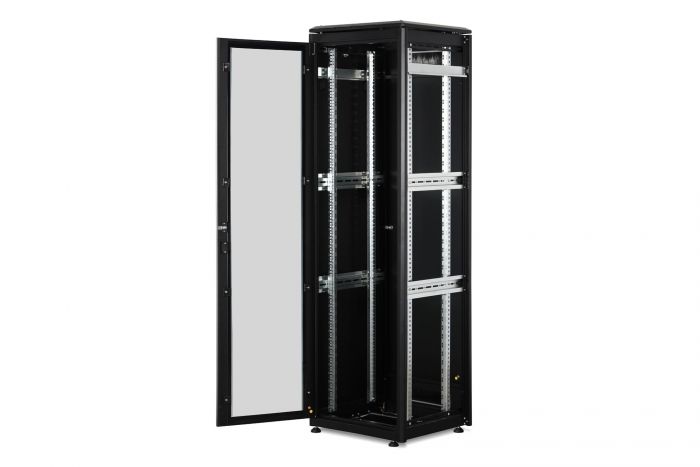 Шафа DIGITUS 19", 42U, Network Unique, перфоровані двері, 600x800 мм, 1200кг максимально, чорна