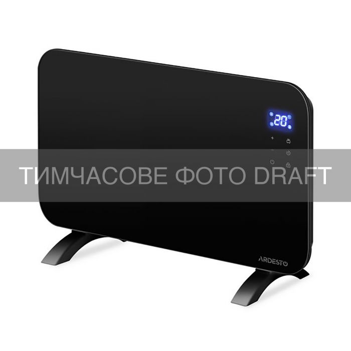 Конвектор ARDESTO CHH-2000EBG 20м2, 2000Вт, WI-FI, електр. кер-ння, ПДК, закр. нагрів. елемент, дисплей, програматор, таймер, IP24, скло, чорний