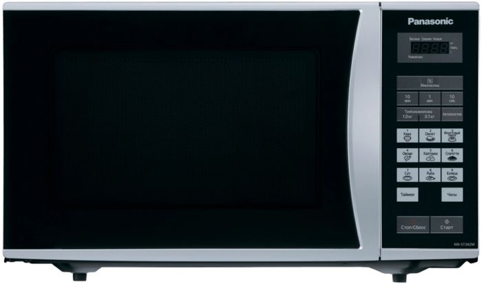 Мікрохвильова піч Panasonic, 25л, 800Вт,  РК дисплей, відкр.ручкою, сріблястий металік