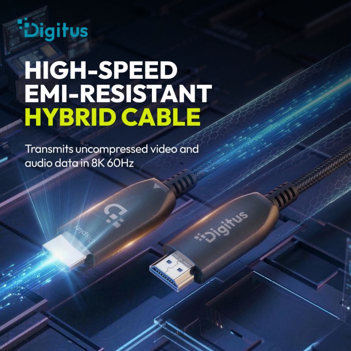 Кабель DIGITUS HDMI UHD 8K, AOC hybrid-fiber, type A M/M, 50м, чорний
