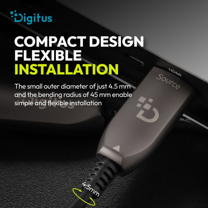 Кабель DIGITUS HDMI UHD 8K, AOC hybrid-fiber, type A M/M, 50м, чорний