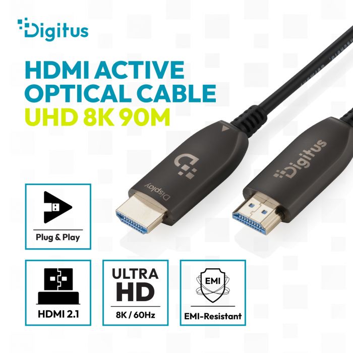 Кабель DIGITUS HDMI UHD 8K, AOC hybrid-fiber, type A M/M, 40м, чорний
