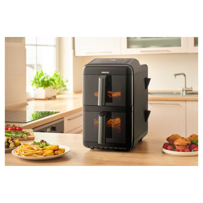 Мультипіч Sencor Dual Vita Fryer, 3000Вт, чаша-5.8+5.8л, сенсорне керув., 2 чаши, з віконцем, гриль, пластик, чорний