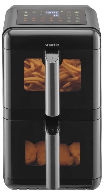 Мультипіч Sencor Dual Vita Fryer, 3000Вт, чаша-5.8+5.8л, сенсорне керув., 2 чаши, з віконцем, гриль, пластик, чорний