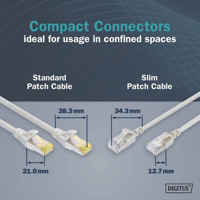 Патч-корд DIGITUS CAT 6a F-FTP Sliim, 7 м, AWG 32/7, Cu, LSZH, сірий