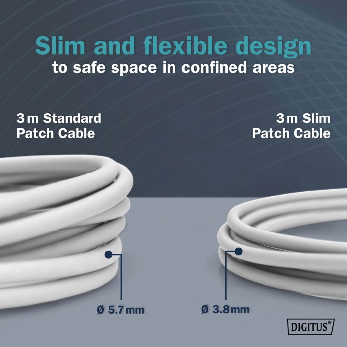 Патч-корд DIGITUS CAT 6a F-FTP Sliim, 7 м, AWG 32/7, Cu, LSZH, сірий