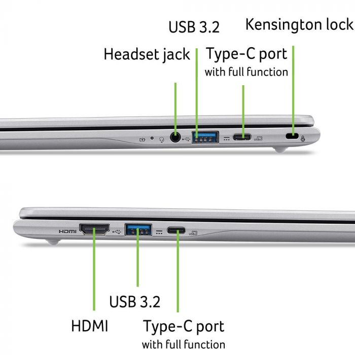 Ноутбук Acer Chromebook CB315-7H 15.6" FHD IPS, Intel C N50, 4GB, F128GB, UMA, ChromeOS, сріблястий