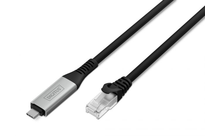 Кабель DIGITUS Ethernet USB-C - RJ45 CAT 6A S/FTP, 1 Gbit/s, 3m, LSZH