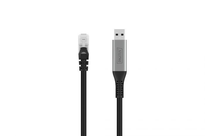 Кабель DIGITUS Ethernet USB-A - RJ45 CAT 6A S/FTP, 1 Gbit/s, 3m, LSZH