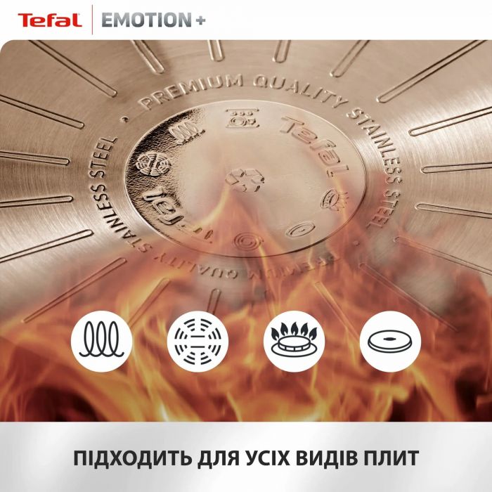Мультисковорода Tefal Emotion+, 26см, нержавіюча сталь, бакеліт, чорний