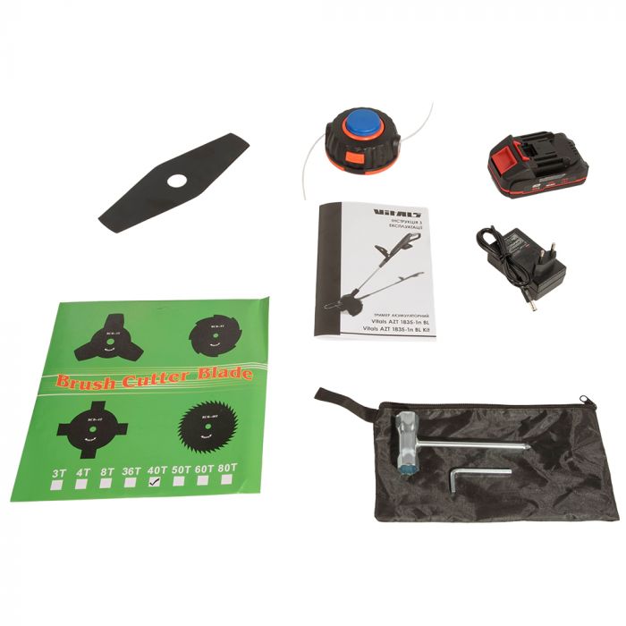 Тример садовий акумуляторний Vitals AZT 1835-1n BL Kit 18В акб 2А·год 30см 2.75кг