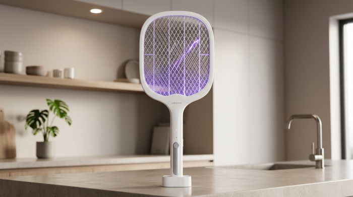 Електричний знищувач комах ARDESTO, сітка 3000 В, акум. 1200 мА•год, USB micro-B > USB-A, білий