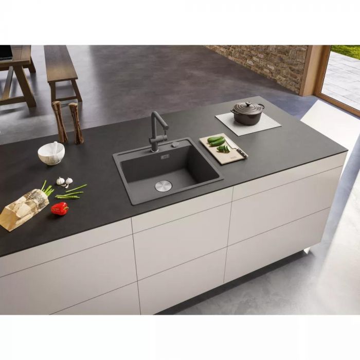Комплект - мийка MRG 610-52 TL фраграніт, чорний матовий, 114.0668.819 і подрібнювач харч. відходів SLIM 50, 134.0715.098, вкл. Сифон