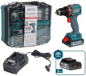 Шурупокрут-дриль ударний акумуляторний Konner&Sohnen KS ID20V-60 KIT 74 PLUS 20В 2х2А·год 60Нм 0-450·0-1900об/хв LED-світло ЗП набір свердл і біт 74шт кейс 5.3кг