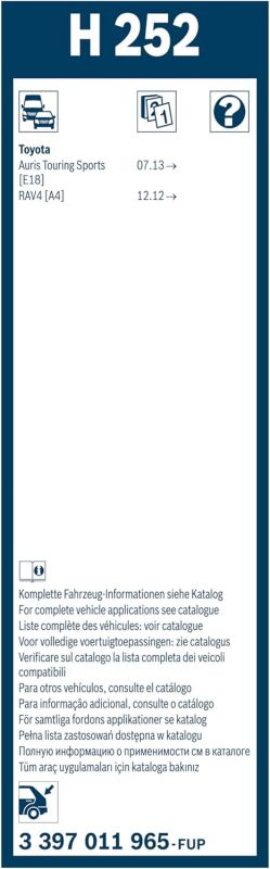 Склоочисник BOSCH Rear каркасний 250мм задній (3 397 011 965)