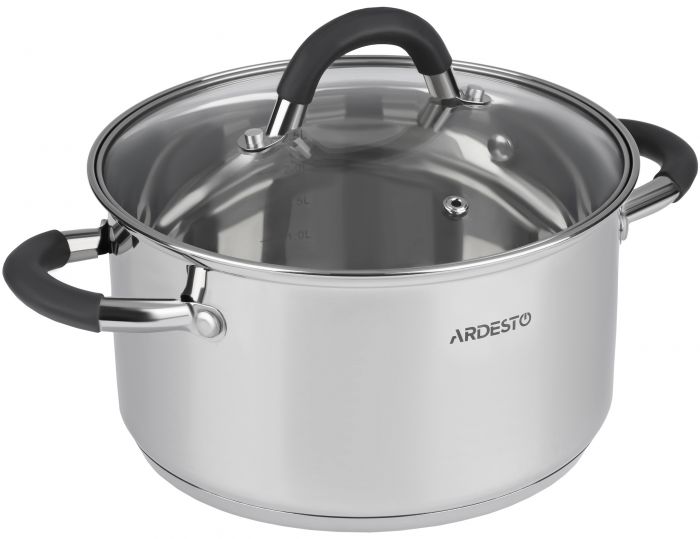 Каструля зі скляною кришкою ARDESTO Gemini Salerno, 3.4л, нержавіюча сталь, силікон
