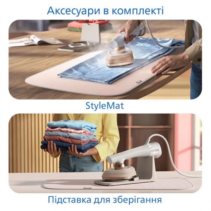 Відпарювач-праска Philips OneTurn, 1800Вт, 200мл, паровий удар -90гр, поворот для зміни типу девайса, алюміній, білий
