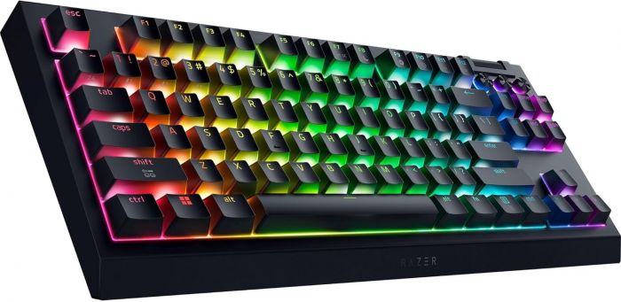 Клавіатура механічна Razer BlackWidow V4 TKL HyperSpeed, 87key, Orange Switch Gen-3, USB-A/WL/BT, EN, RGB, чорний