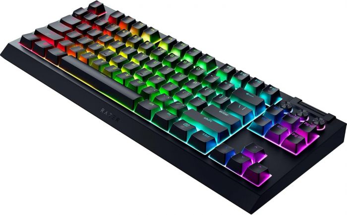 Клавіатура механічна Razer BlackWidow V4 TKL HyperSpeed, 87key, Orange Switch Gen-3, USB-A/WL/BT, EN, RGB, чорний