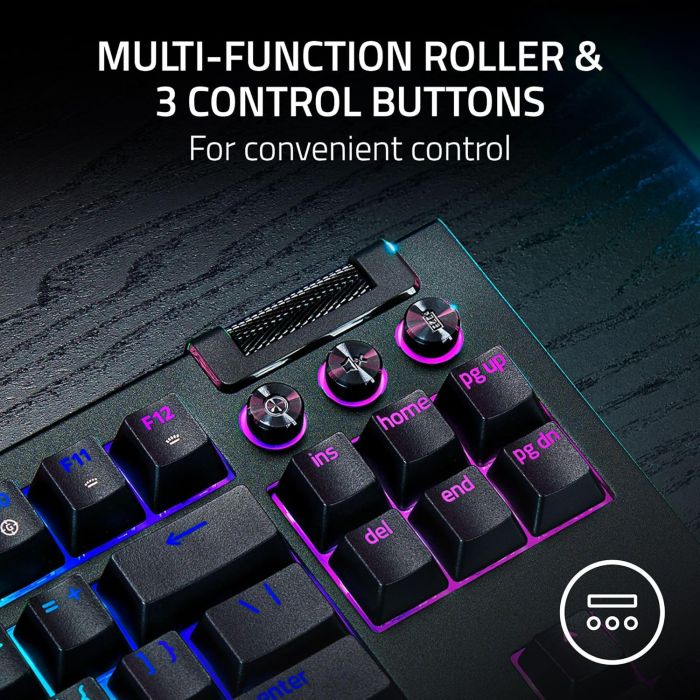 Клавіатура механічна Razer BlackWidow V4 TKL HyperSpeed, 87key, Orange Switch Gen-3, USB-A/WL/BT, EN, RGB, чорний