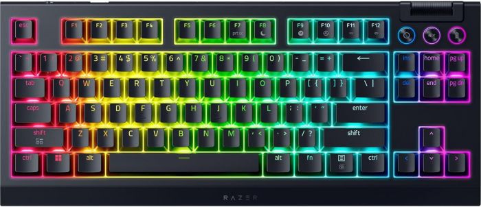 Клавіатура механічна Razer BlackWidow V4 TKL HyperSpeed, 87key, Orange Switch Gen-3, USB-A/WL/BT, EN, RGB, чорний