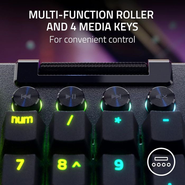 Клавіатура механічна Razer BlackWidow V4 Pro 104key, Yellow Switch, USB-A, EN, RGB, чорний