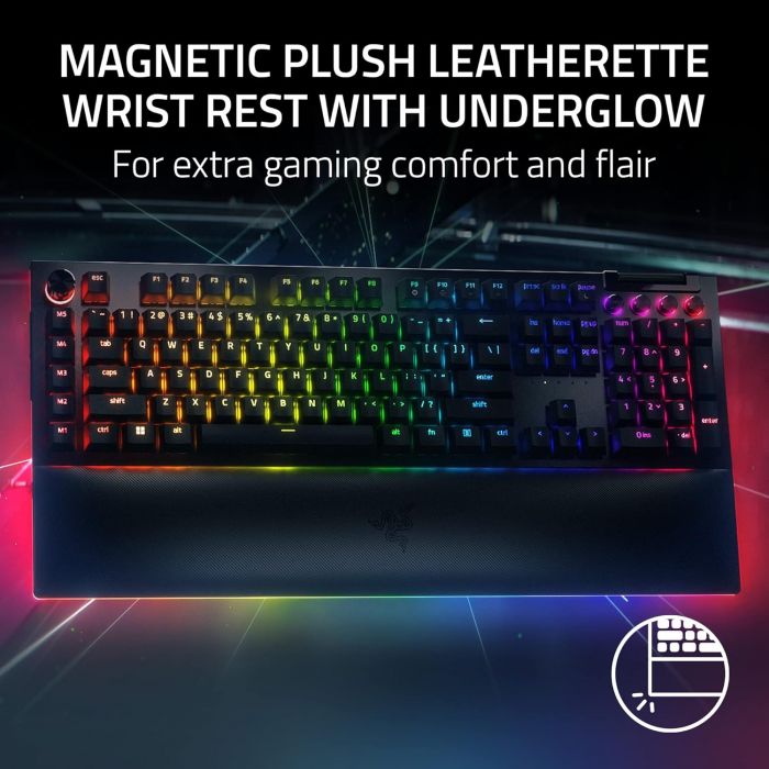 Клавіатура механічна Razer BlackWidow V4 Pro 104key, Yellow Switch, USB-A, EN, RGB, чорний