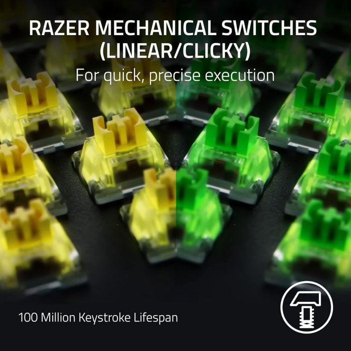 Клавіатура механічна Razer BlackWidow V4 Pro 104key, Yellow Switch, USB-A, EN, RGB, чорний