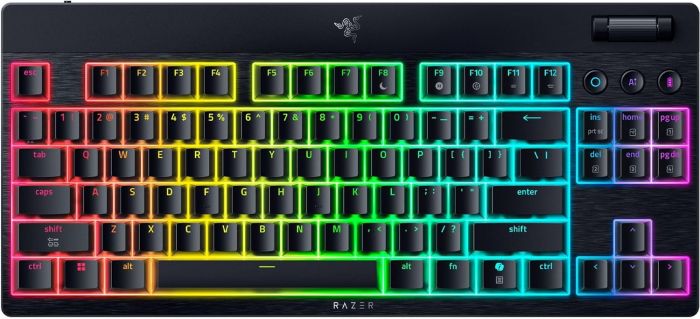 Клавіатура механічна Razer BlackWidow V4 Low-profile TKL HyperSpeed, 87key, Yellow Switch, USB-A/WL/BT, EN, RGB, чорний